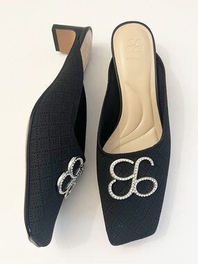 Cosy Island Black Mules With Rhinestone Logo
Accent Womens Size 38